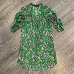 Zara 3/4 Sleeve Green Dress - size XS